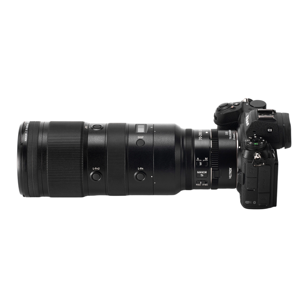 Telekonverter im Einsatz zwischen einer Nikon Z Kamera