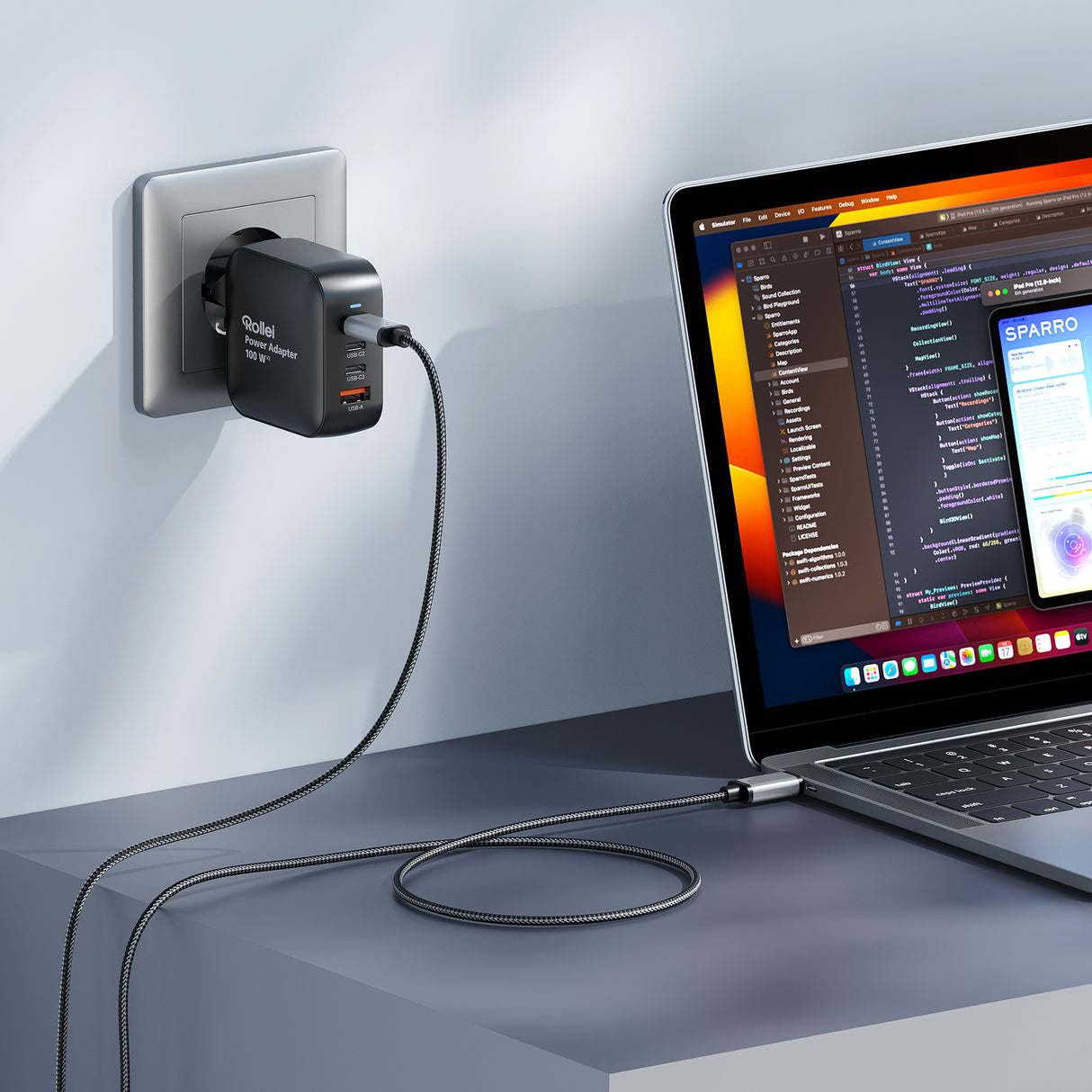 Power adapter | 100 watts | With USB-C & USB-A connection