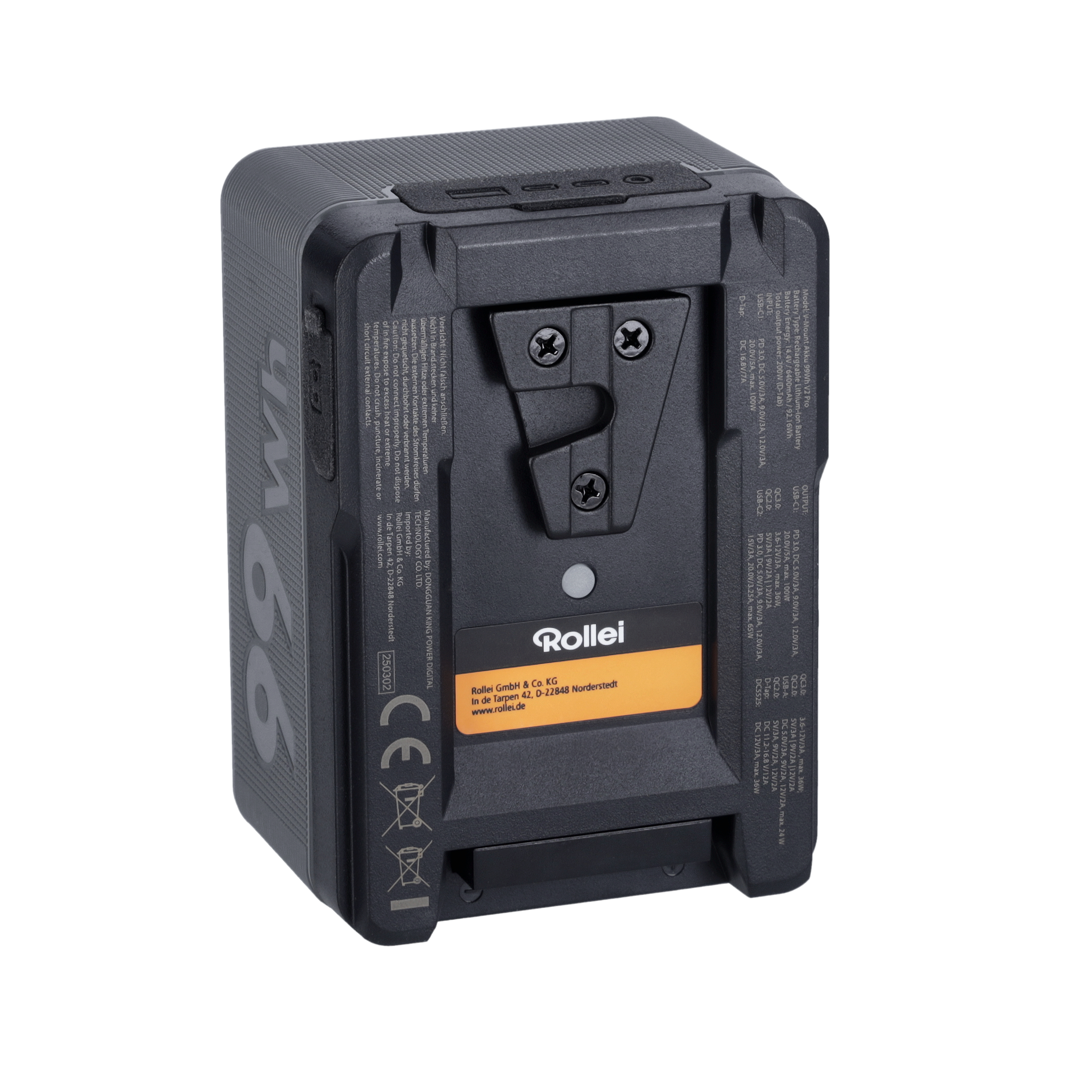 V-Mount Akku 99Wh V2 Pro – Rückseite seitlich