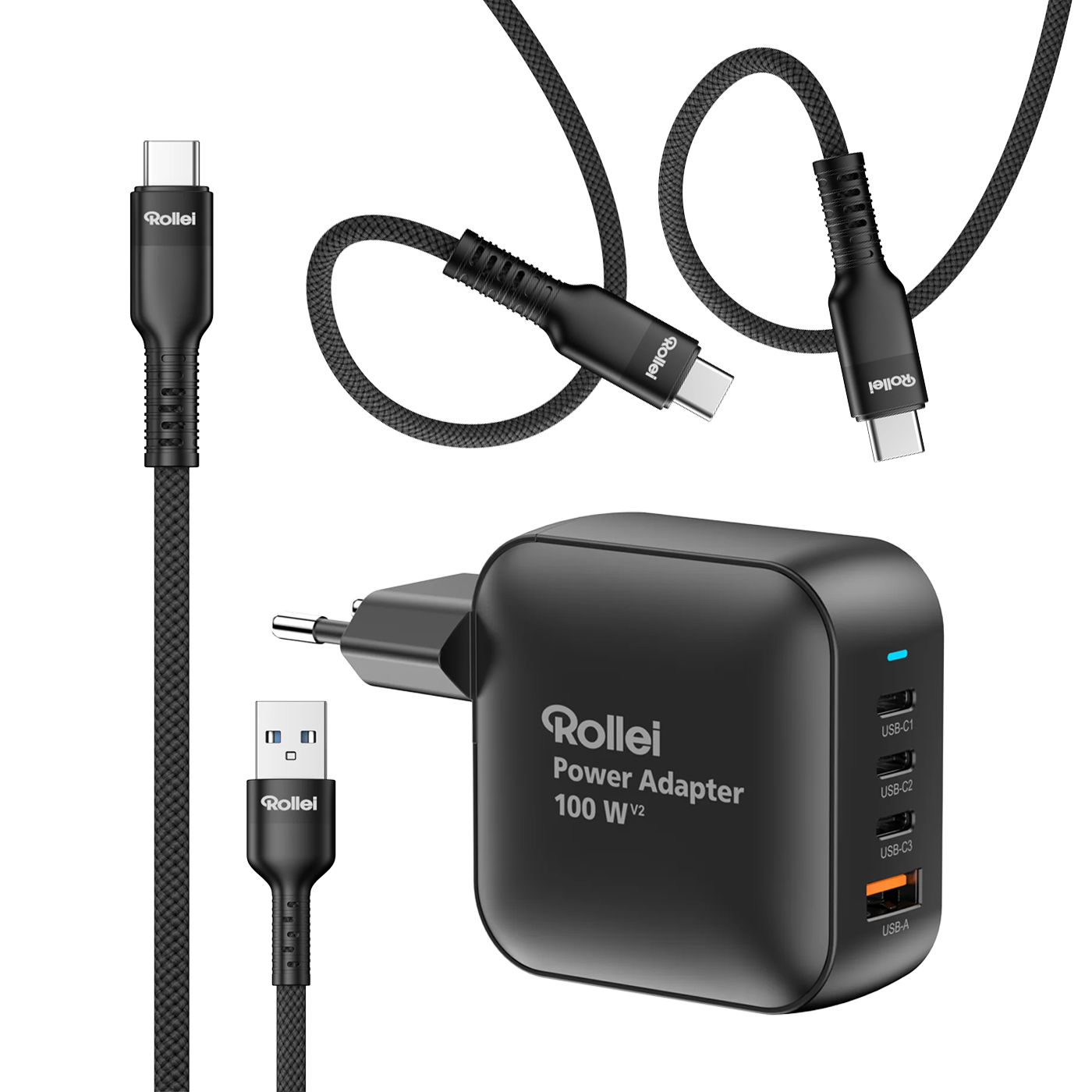 Bundle Power Adapter | 100 Watt | inkl. 3x USB-C & 1x USB-A Kabel