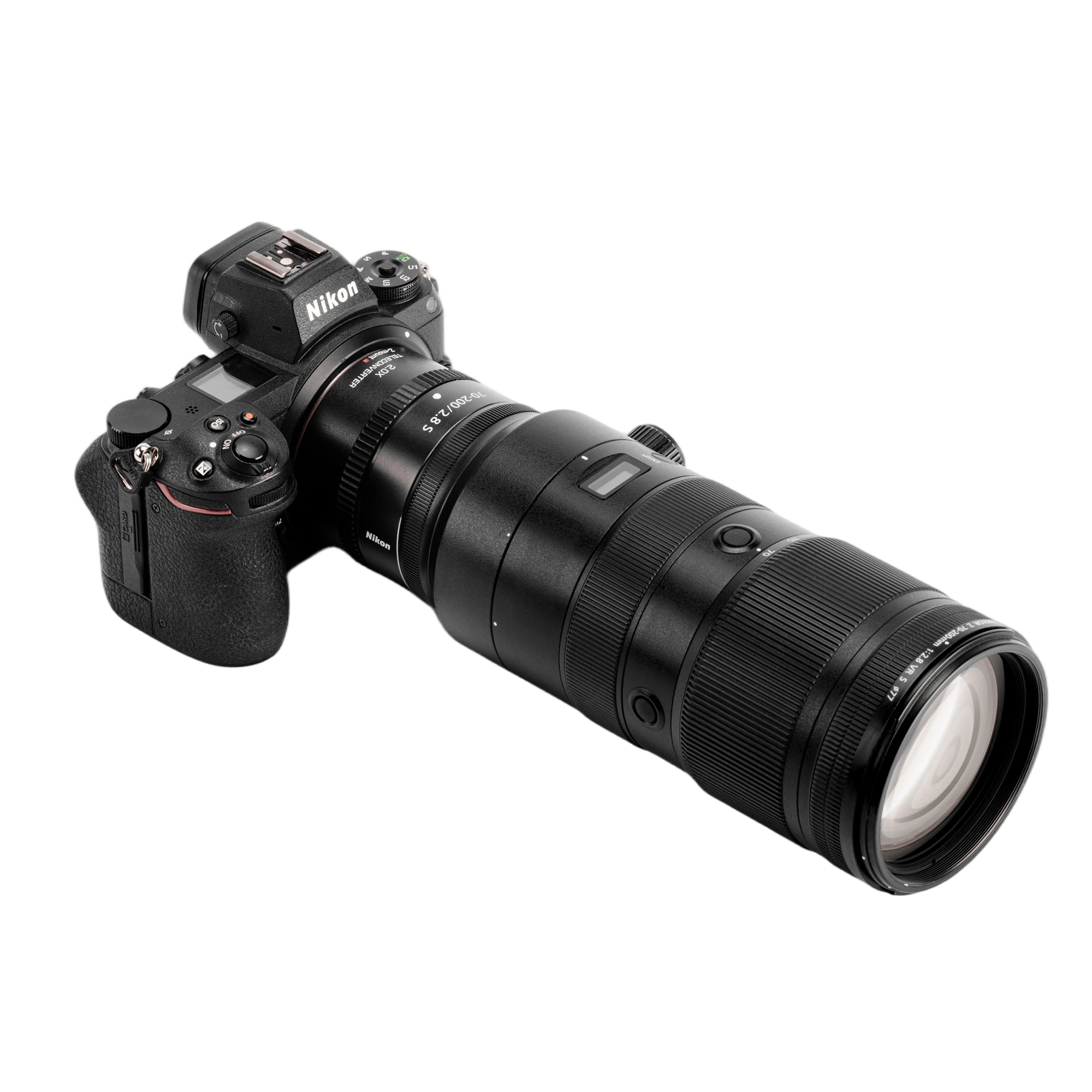 Telekonverter im Einsatz an einer Nikon Z Kamera seitliche Ansicht 