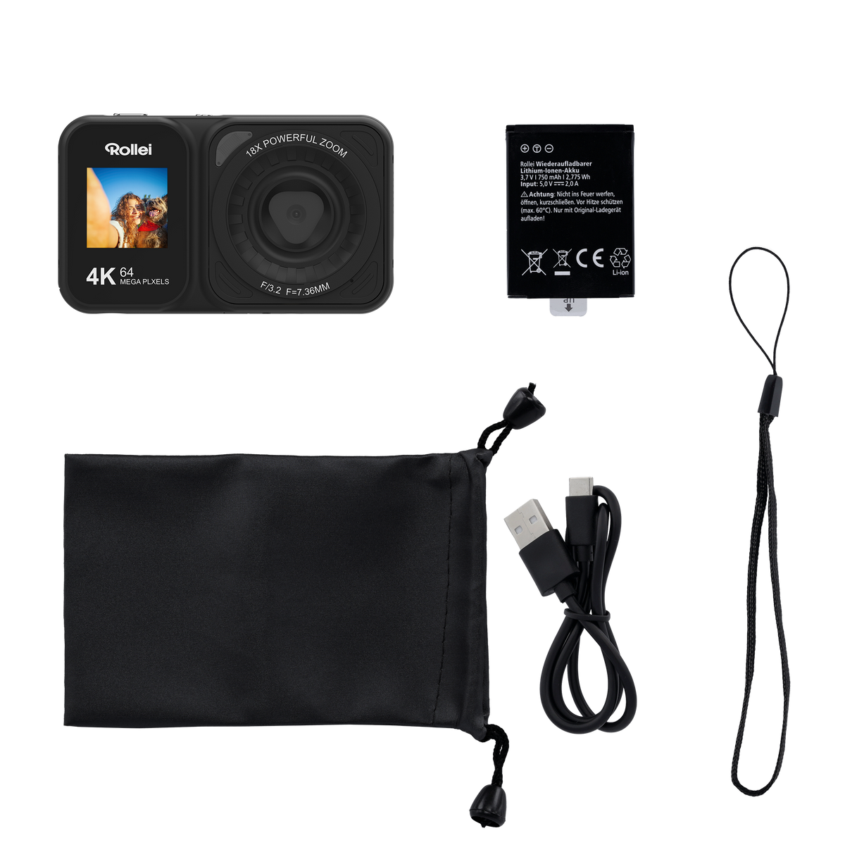Compactline Dual Screen | 64 MP Digitalkamera mit 4K