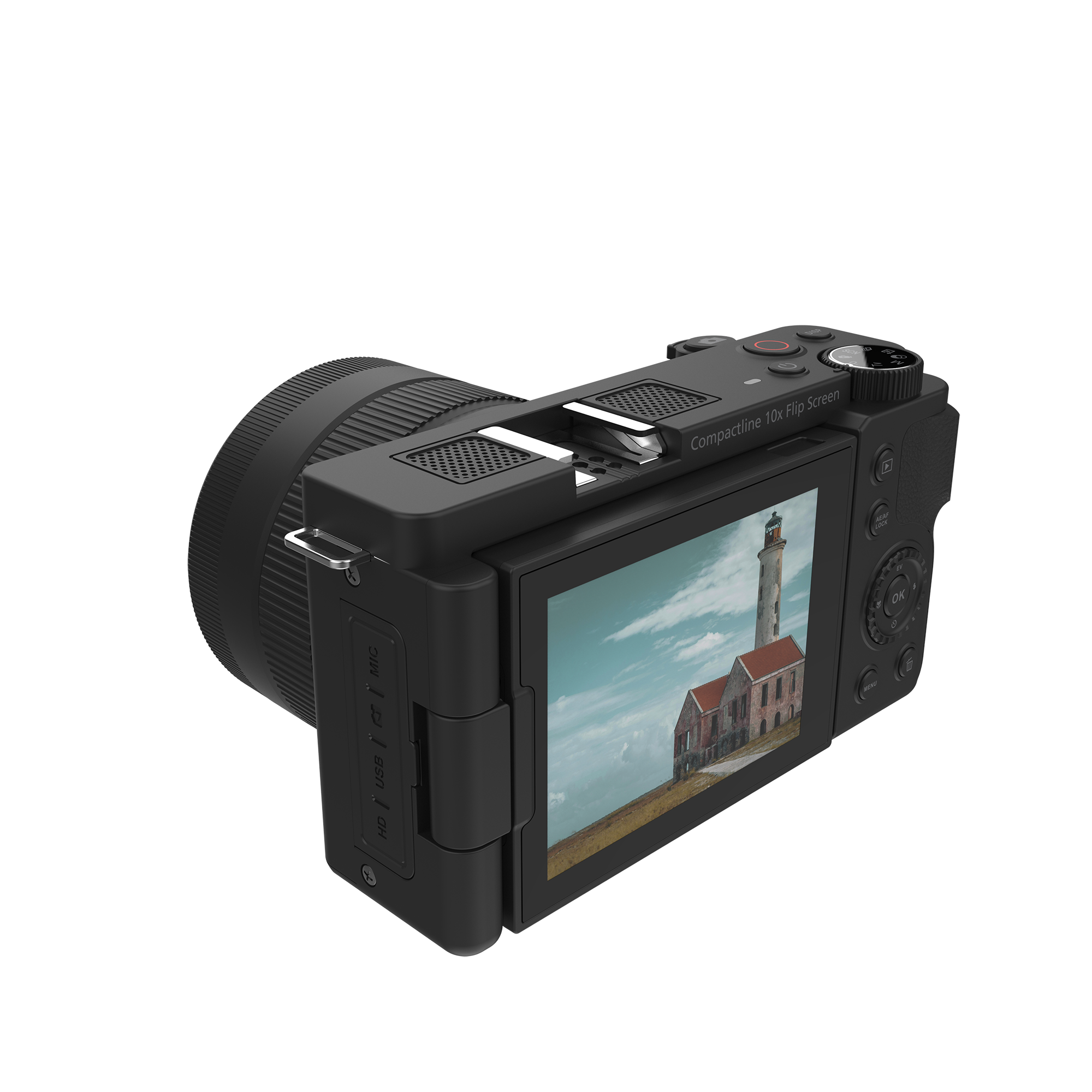 B-Ware Compactline 10x Flip Screen | 64 MP Digitalkamera mit 4K