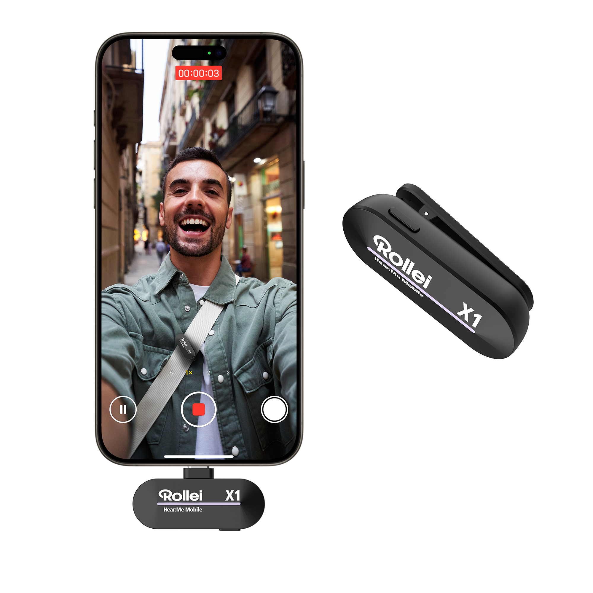Rollei Hear:Me Mobile Lavalier Mikrofon mit Usb-C & Noise Canceling
