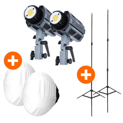 Bundle 2x Candela 100 Bi-Color + 2x Balloon Softbox 65 cm + 2x Light Stand 190 cm