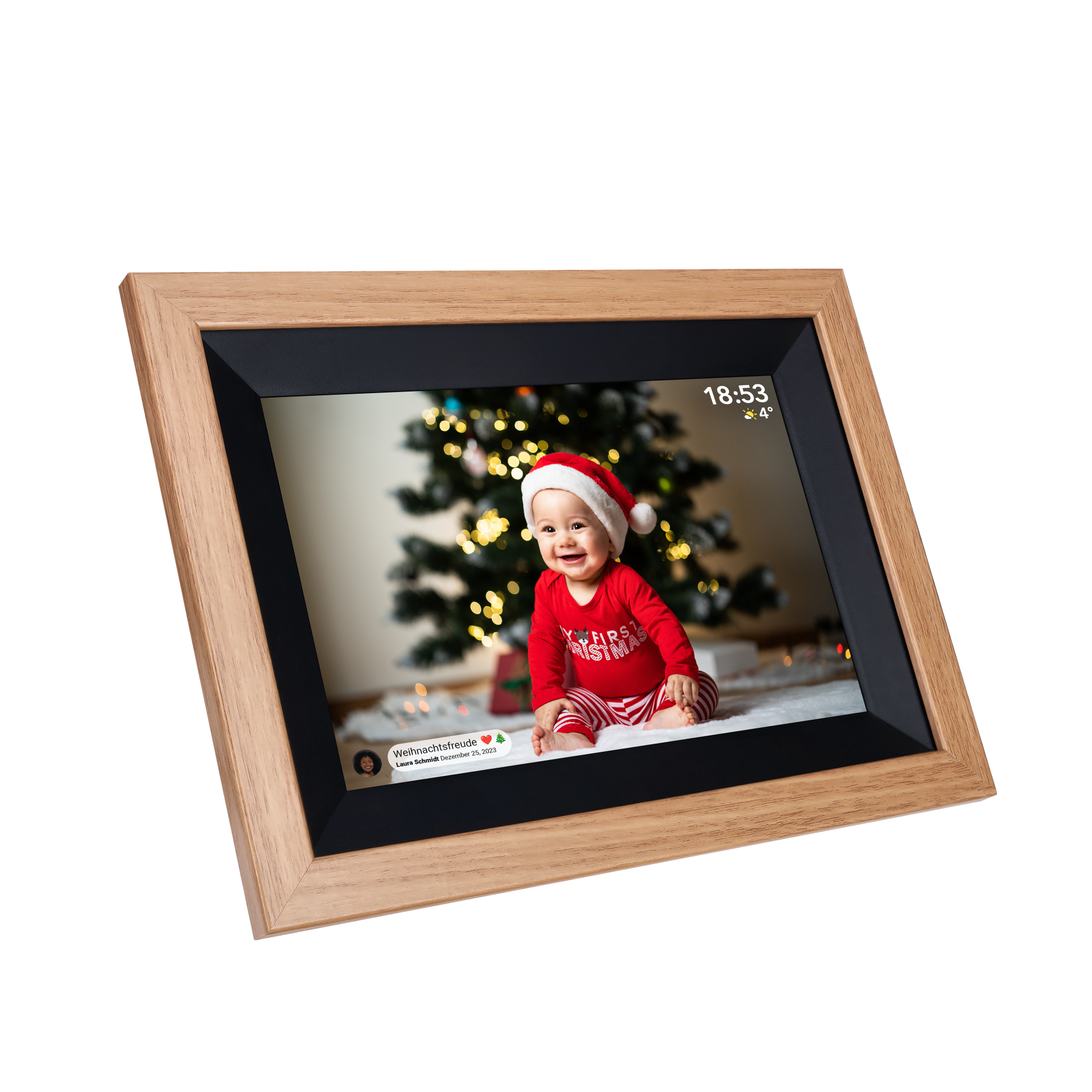 Cadre Photo Numérique Rollei Smart Frame 105 WiFi 10,1" - Bois Marron, écran Tactile IPS Full HD - Partage Via App