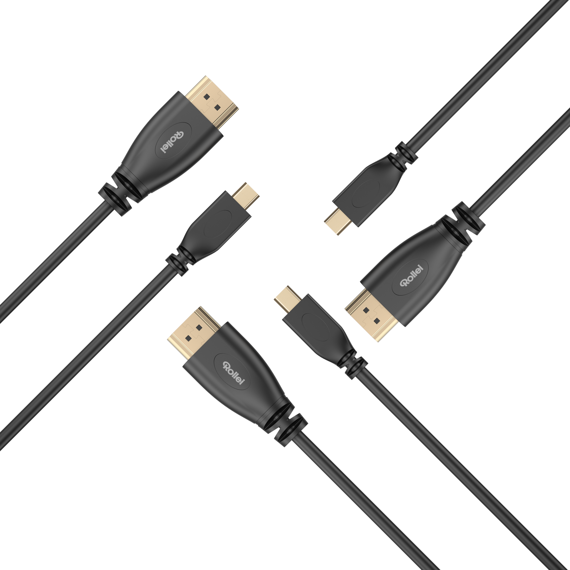 Bundle 3x Micro Hdmi auf Hdmi Kabel | 4K 30Hz & 1,8m | Rollei