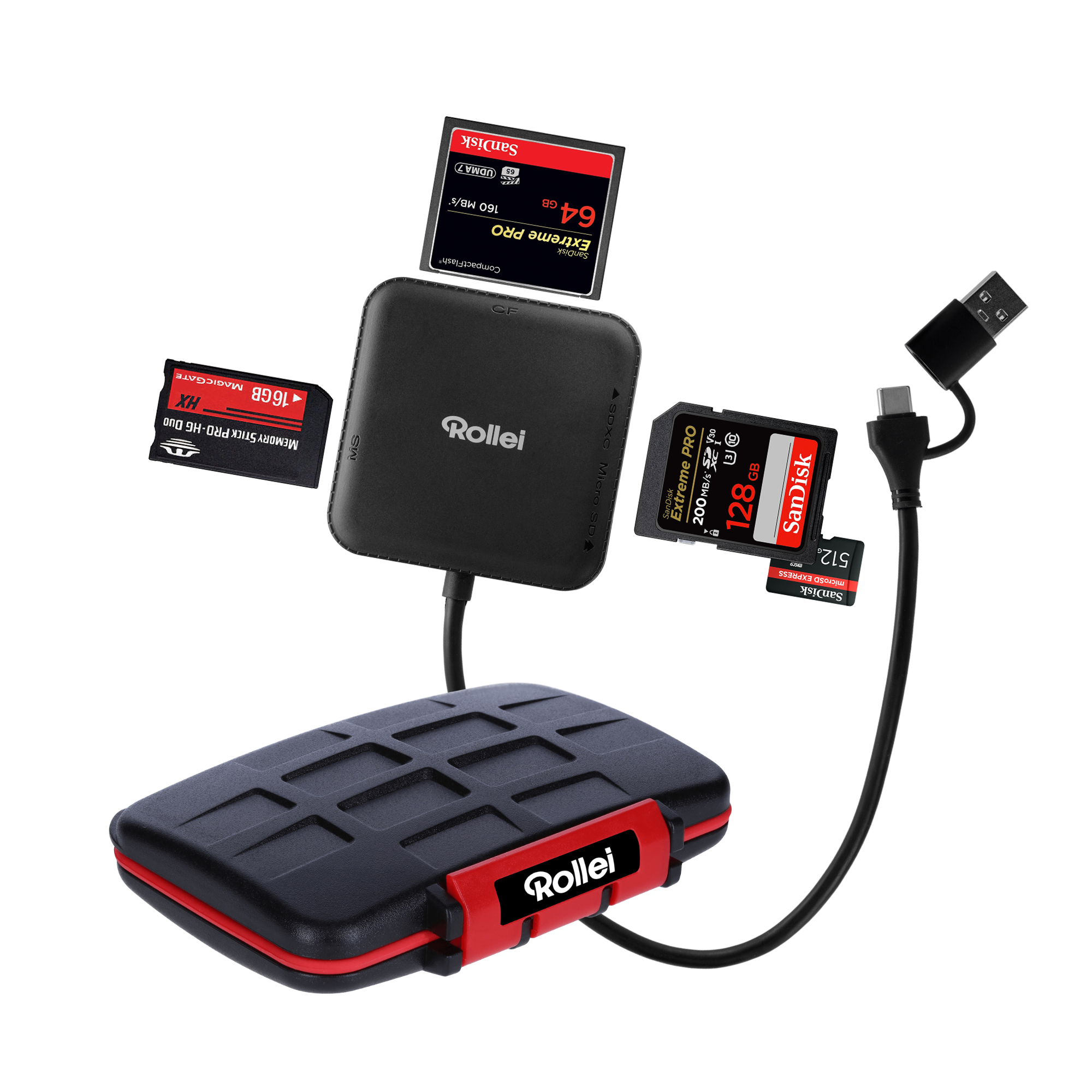 Bundle 4-in-1 Kartenlesegerät + Case | SD, CF, MS & microSD