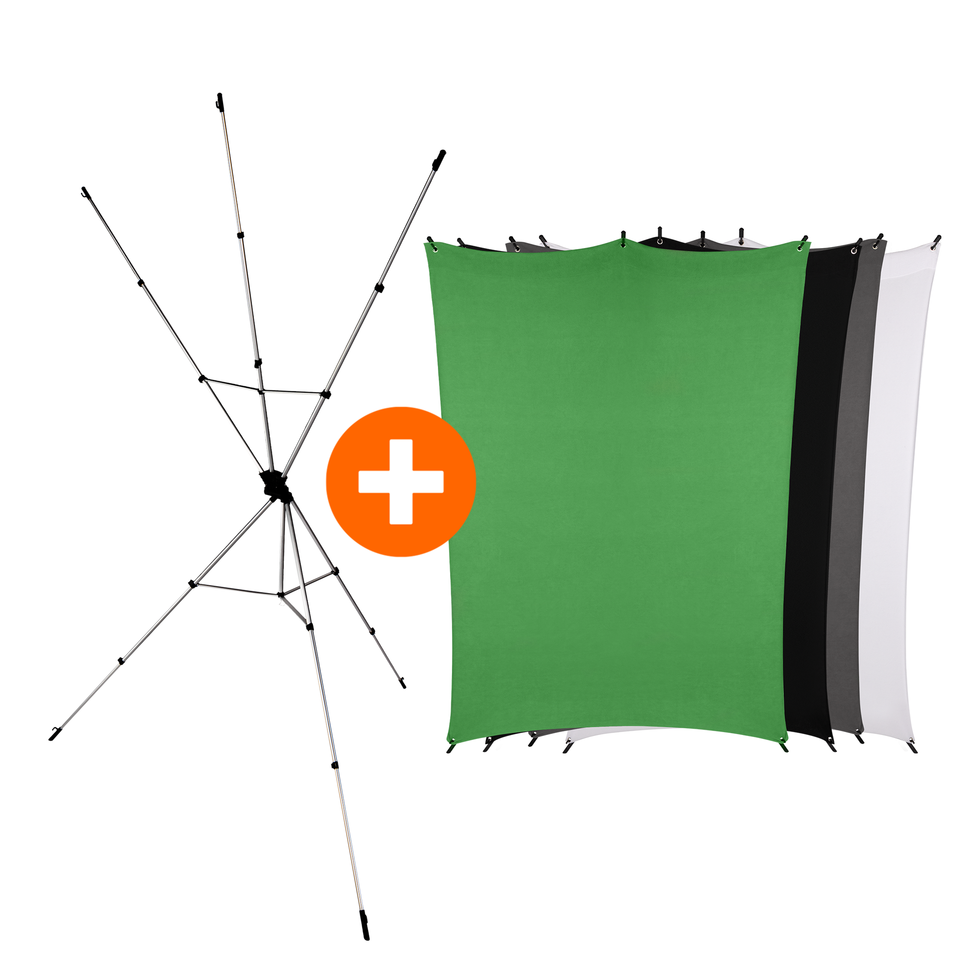 Bundle X-Drop Hintergrund-System + Hintergrund 2,1 x 1,5 m